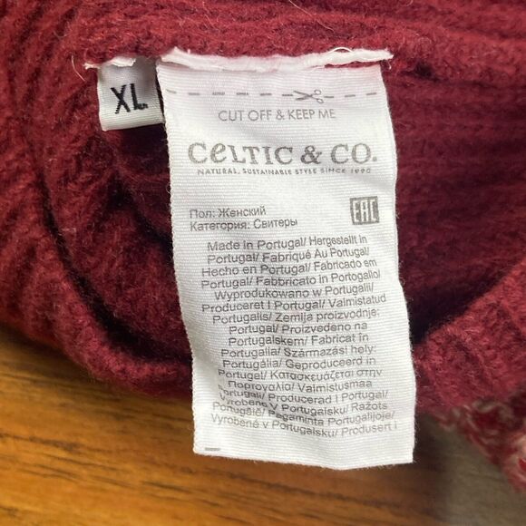 Celtic & Co. Extra Fine Wool Turtleneck Jumper Sweater Sz XL Colorblock Red - Picture 6 of 7